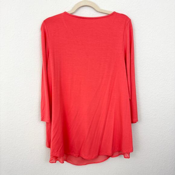 Soft Surroundings Womens Tunic Top Size M Petite Asymmetrical Hem Orange - Picture 3 of 6